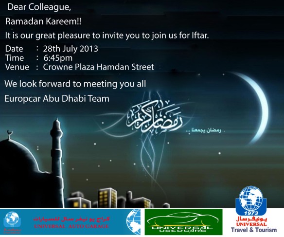 Europcar Abu Dhabi Iftar Invitation